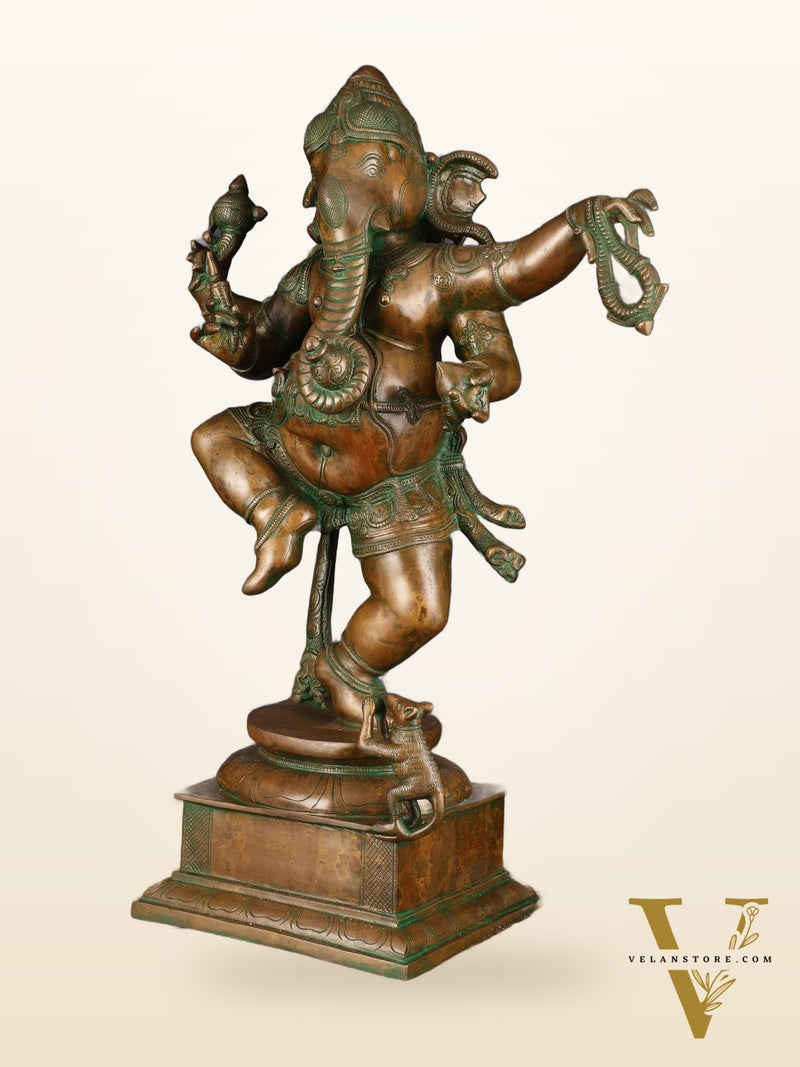 Brass Large Dancing Ganapati Statue 25"