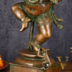 Brass Large Dancing Ganapati Statue 25"