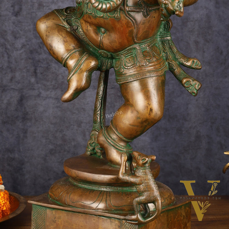 Brass Large Dancing Ganapati Statue 25"