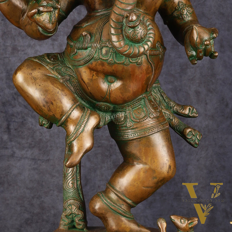 Brass Large Dancing Ganapati Statue 25"