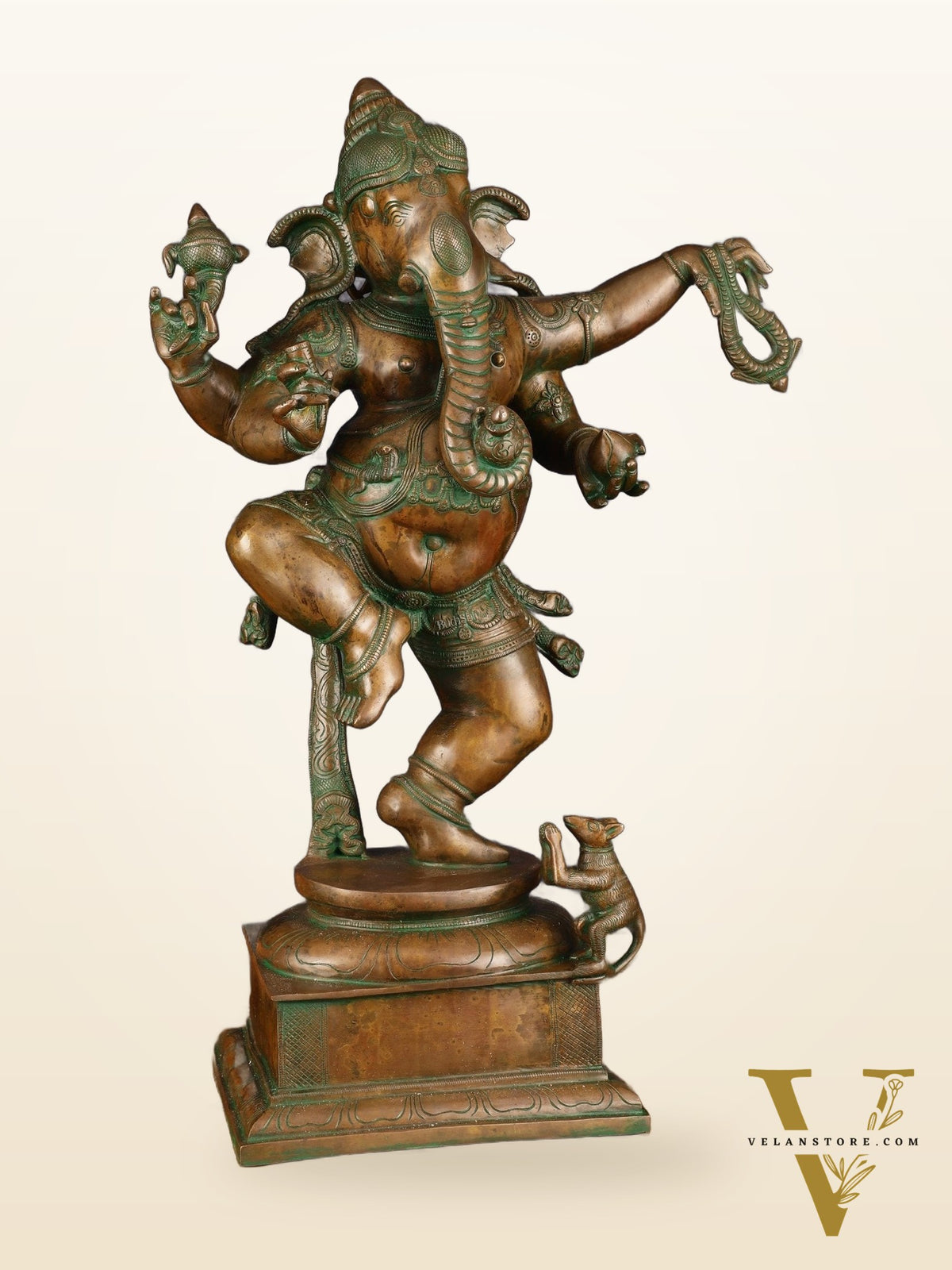 Brass Large Dancing Ganapati Statue 25"