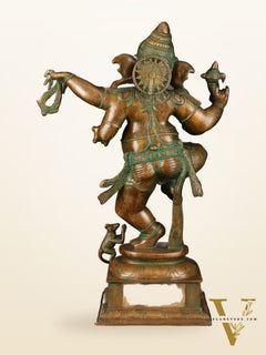 Brass Large Dancing Ganapati Statue 25"