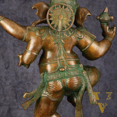 Brass Large Dancing Ganapati Statue 25"