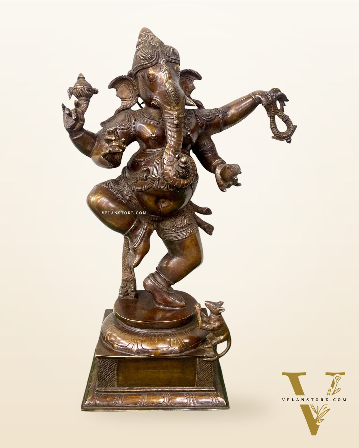 Brass Large Dancing Ganapati Statue 25"