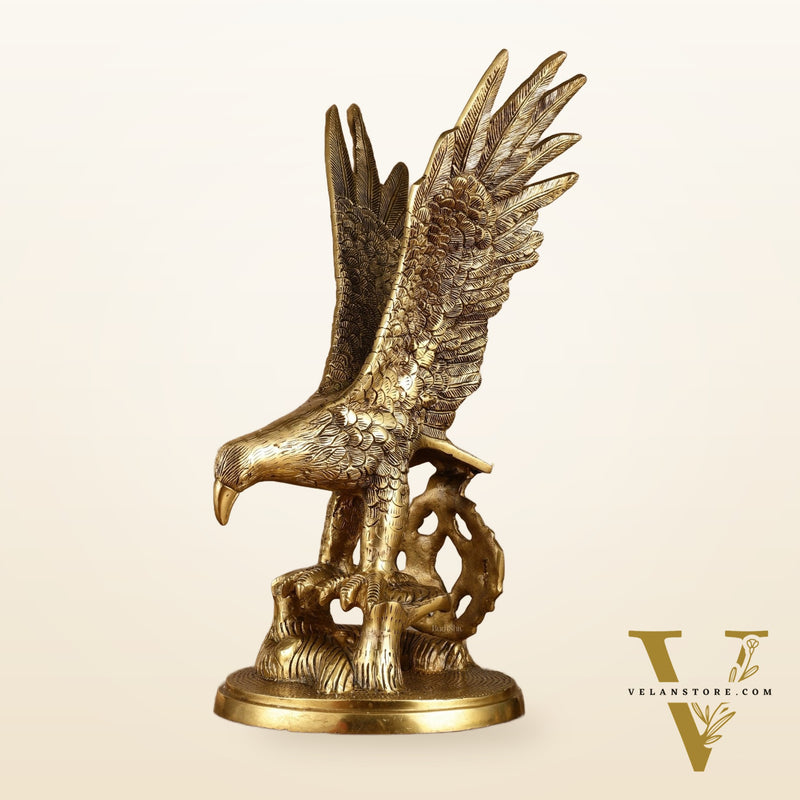 Brass Large Decorative Eagle Statue Showpiece | 15x8x7 Inch