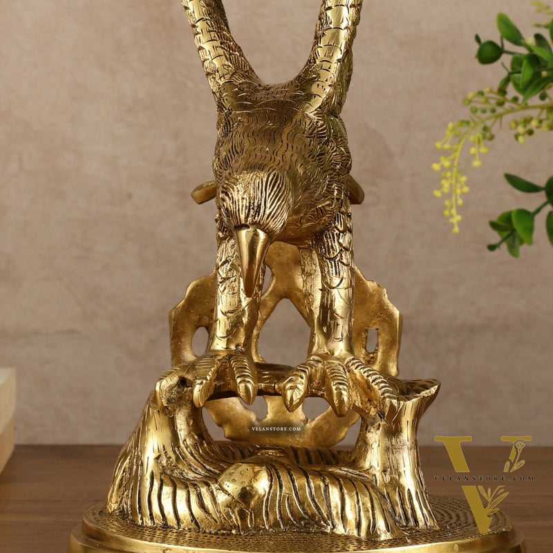 Brass Large Decorative Eagle Statue Showpiece | 15x8x7 Inch