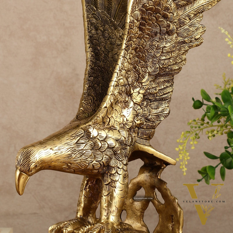 Brass Large Decorative Eagle Statue Showpiece | 15x8x7 Inch