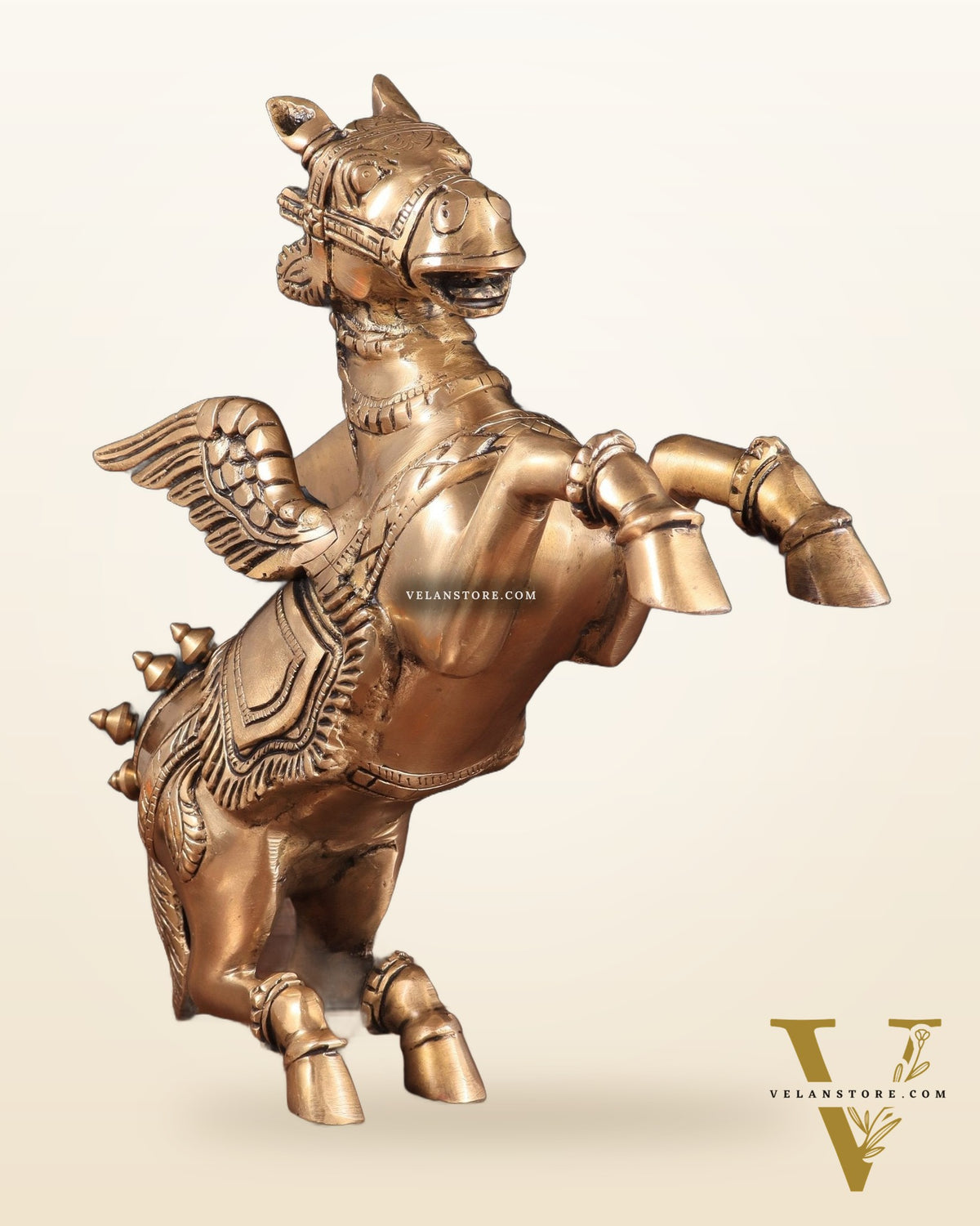 Brass large Flying Horse Pegasus Showpiece – 11.5" x 12" x 3.5" | Majestic Artistic Statue