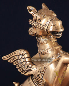 Brass large Flying Horse Pegasus Showpiece – 11.5" x 12" x 3.5" | Majestic Artistic Statue