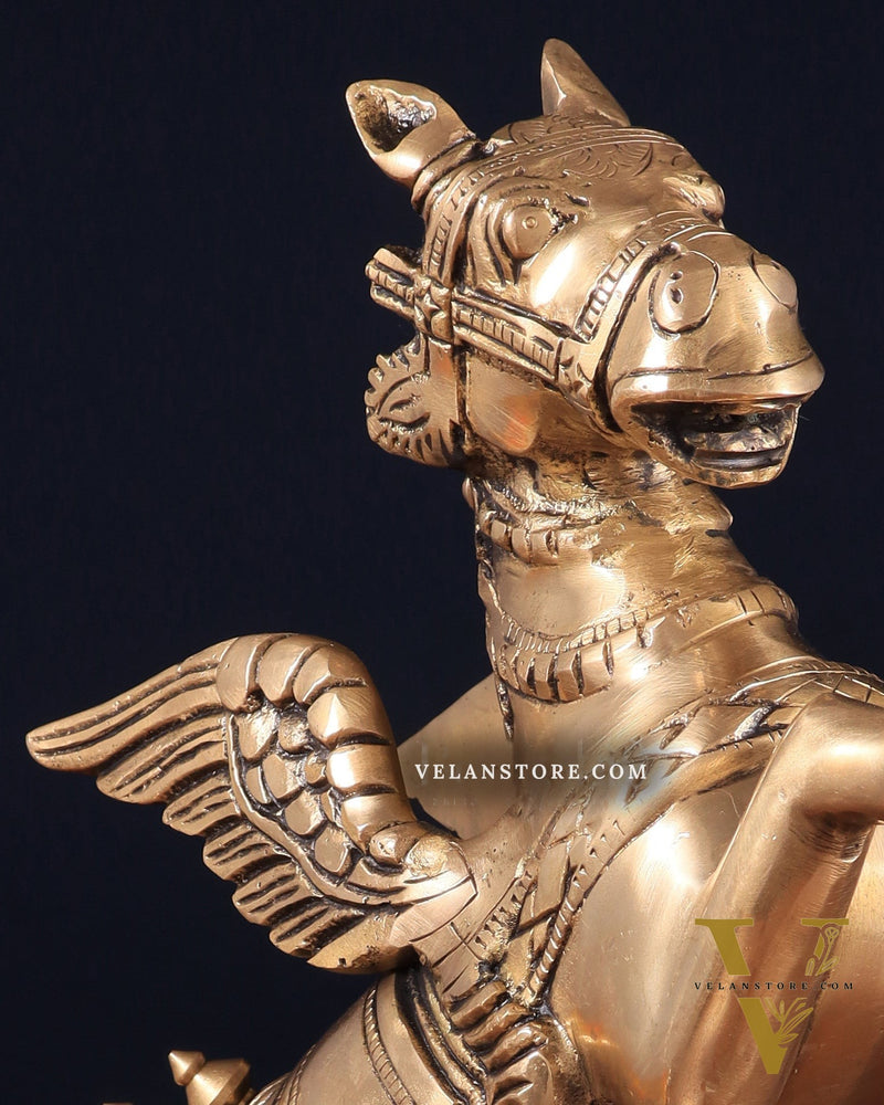 Brass large Flying Horse Pegasus Showpiece – 11.5" x 12" x 3.5" | Majestic Artistic Statue