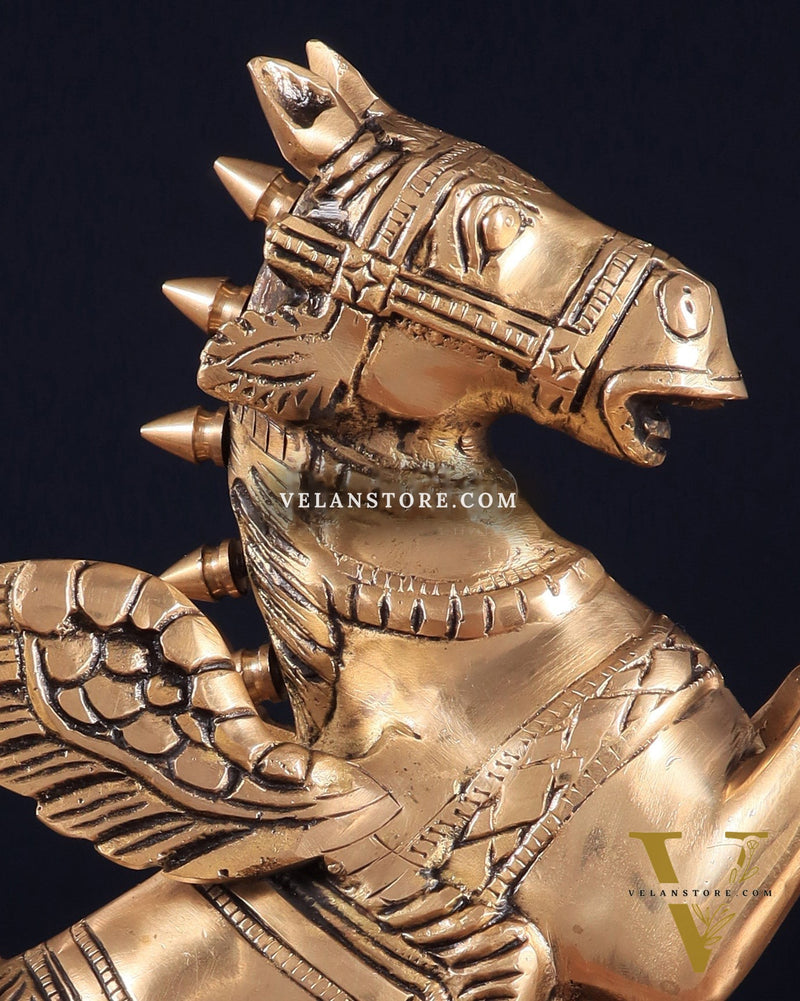 Brass large Flying Horse Pegasus Showpiece – 11.5" x 12" x 3.5" | Majestic Artistic Statue