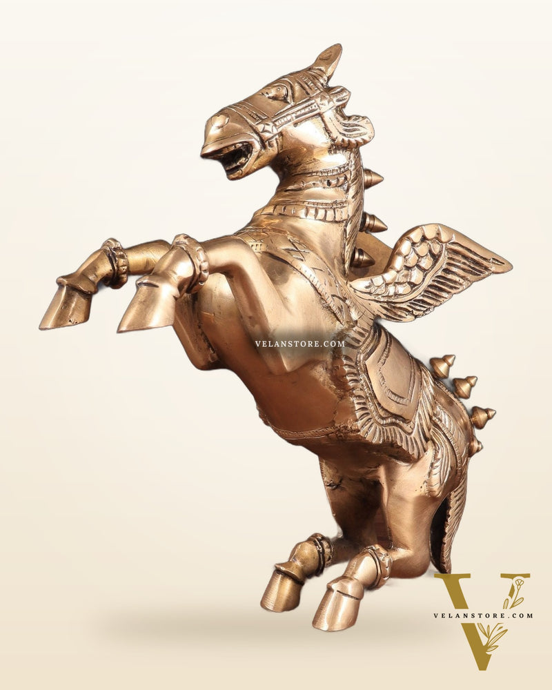 Brass large Flying Horse Pegasus Showpiece – 11.5" x 12" x 3.5" | Majestic Artistic Statue