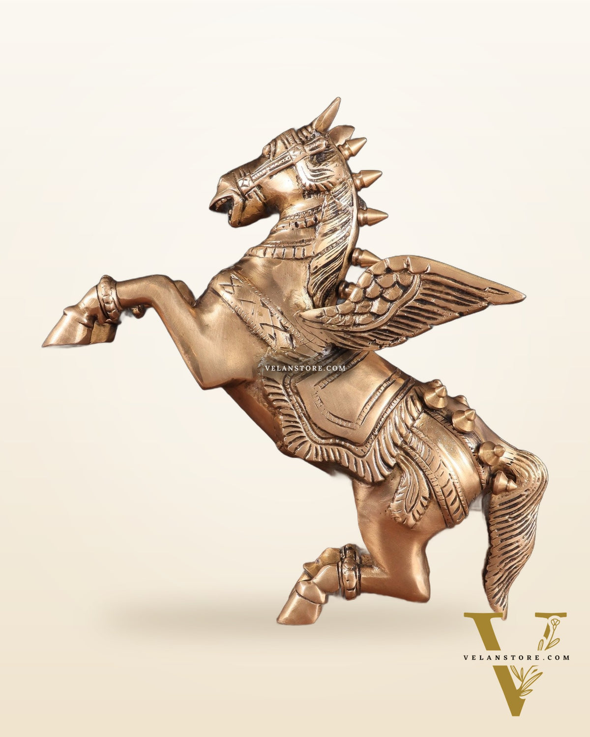 Brass large Flying Horse Pegasus Showpiece – 11.5" x 12" x 3.5" | Majestic Artistic Statue
