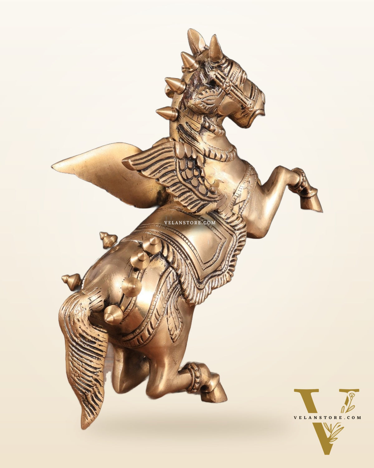 Brass large Flying Horse Pegasus Showpiece – 11.5" x 12" x 3.5" | Majestic Artistic Statue
