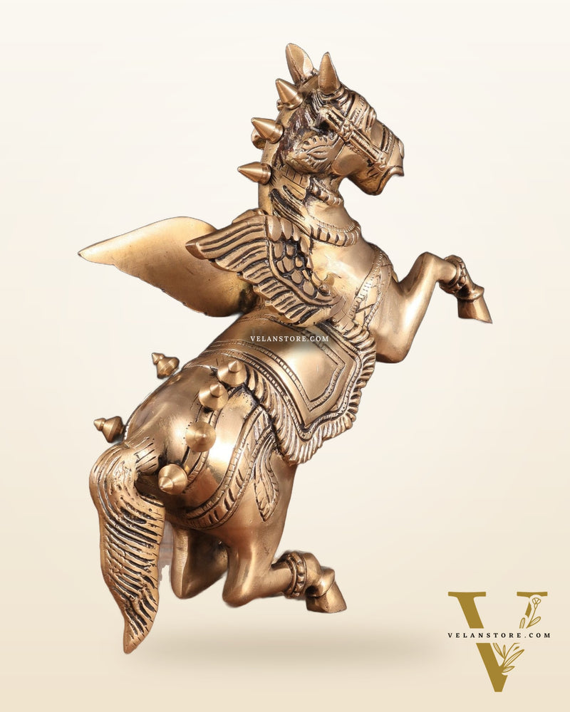 Brass large Flying Horse Pegasus Showpiece – 11.5" x 12" x 3.5" | Majestic Artistic Statue