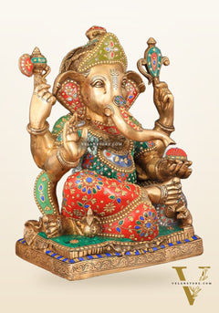 Brass Large Ganesha Statue - 18 Inch