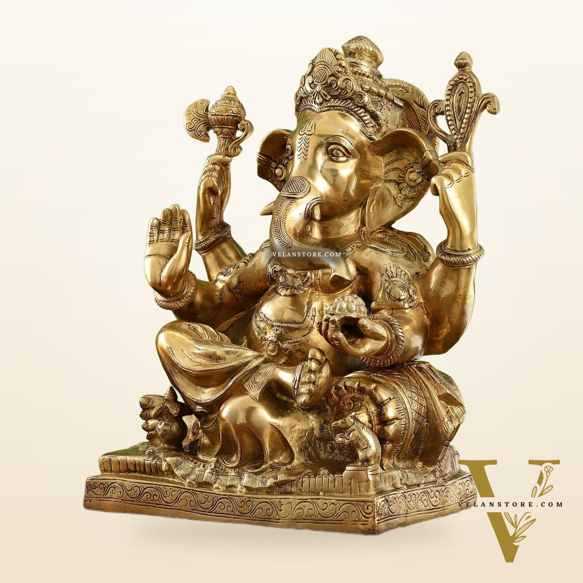 Brass Large Ganesha Statue - 18x14x8.5 Inch