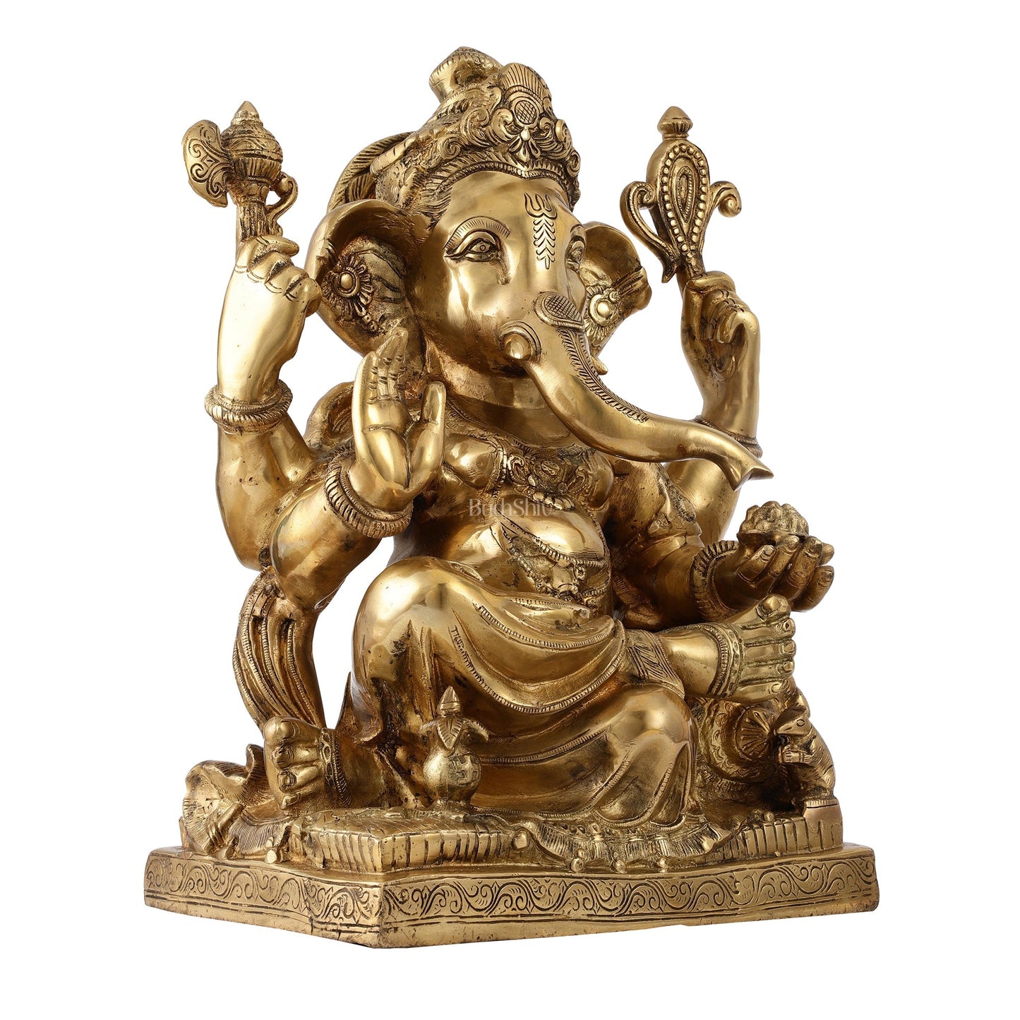 Brass Large Ganesha Statue - 18x14x8.5 Inch