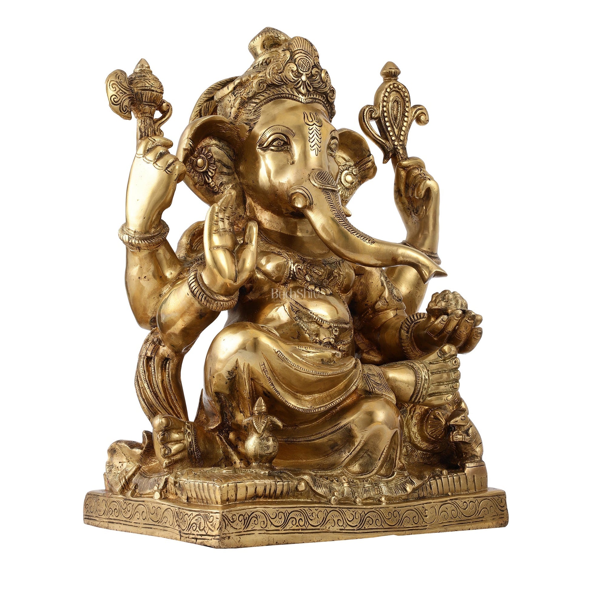 Brass Large Ganesha Statue - 18x14x8.5 Inch
