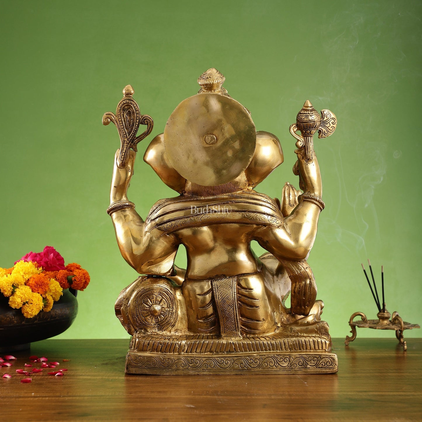 Brass Large Ganesha Statue - 18x14x8.5 Inch