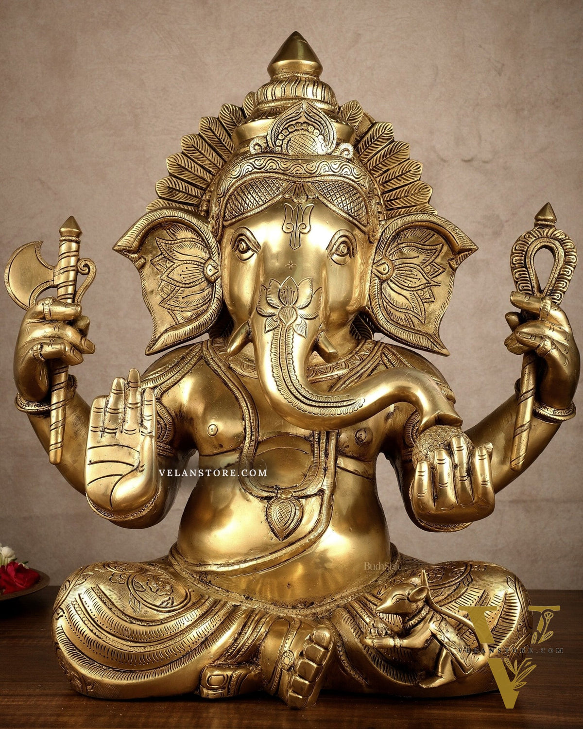Brass Large Ganesha Statue | 20x16.5x11 Inches | 31.25 KG