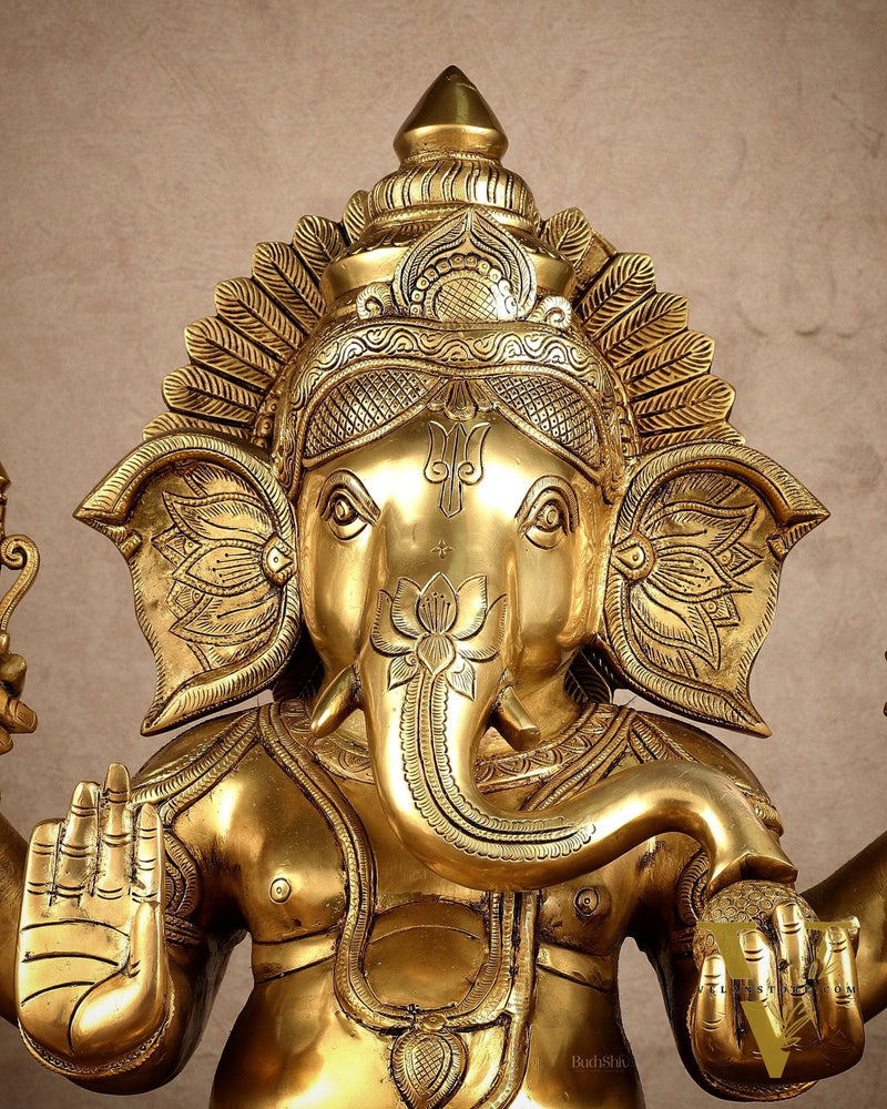Brass Large Ganesha Statue | 20x16.5x11 Inches | 31.25 KG