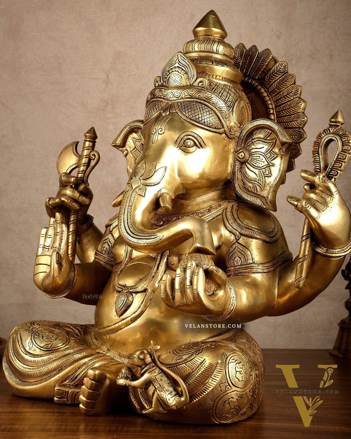 Brass Large Ganesha Statue | 20x16.5x11 Inches | 31.25 KG