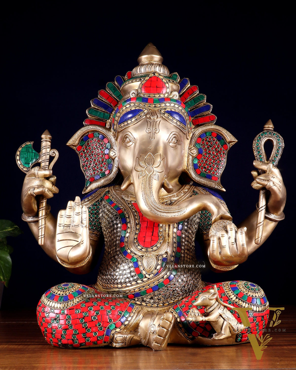 Brass large Ganesha Statue multicolour | 20x16.5x11 Inches | 33 KG