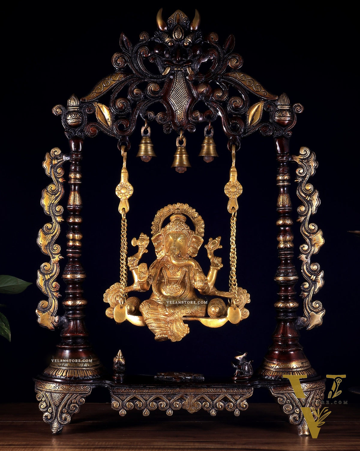 Brass Large Ganesha Swing - 26 inch dual tone
