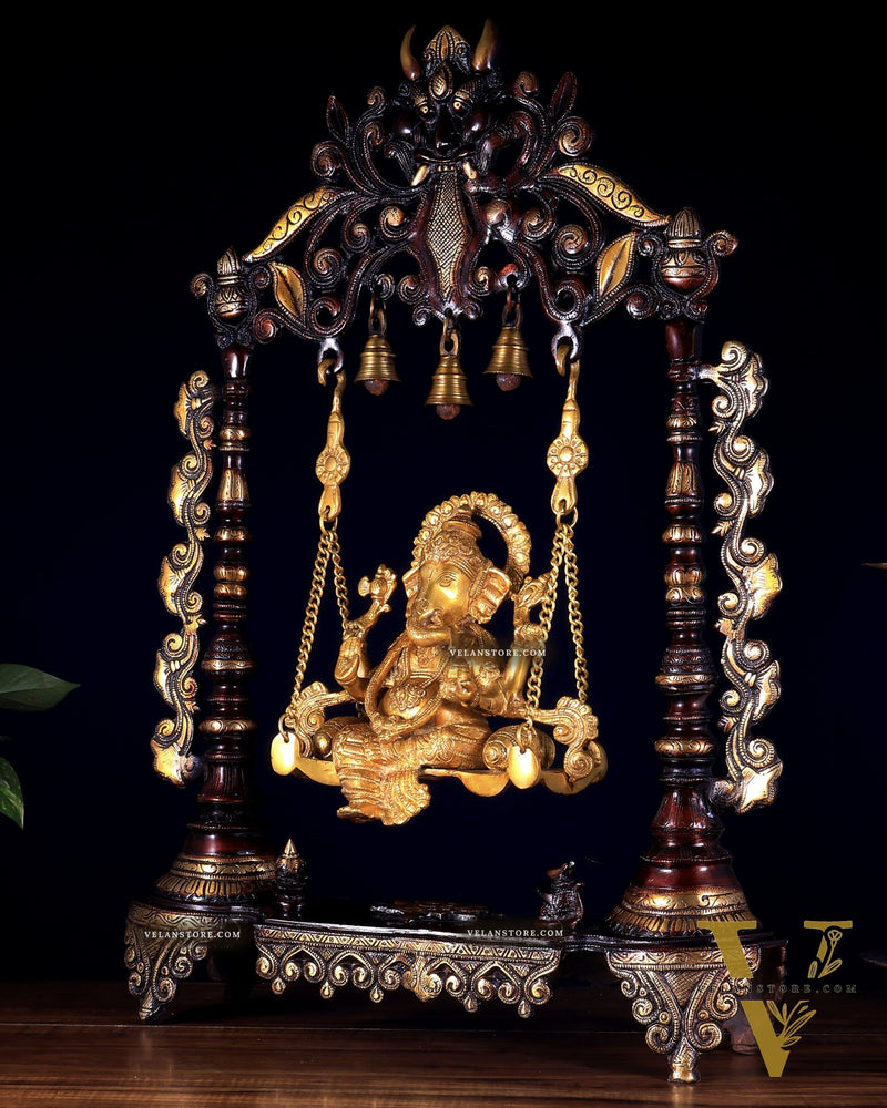 Brass Large Ganesha Swing - 26 inch dual tone