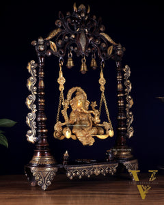 Brass Large Ganesha Swing - 26 inch dual tone