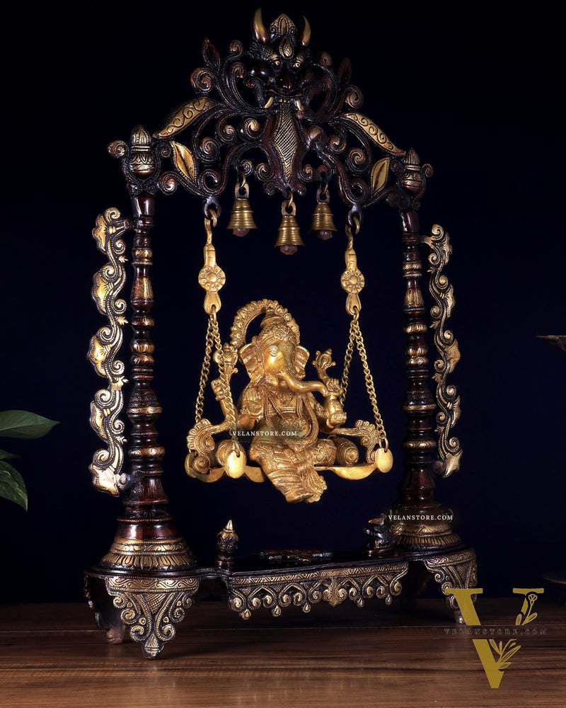 Brass Large Ganesha Swing - 26 inch dual tone