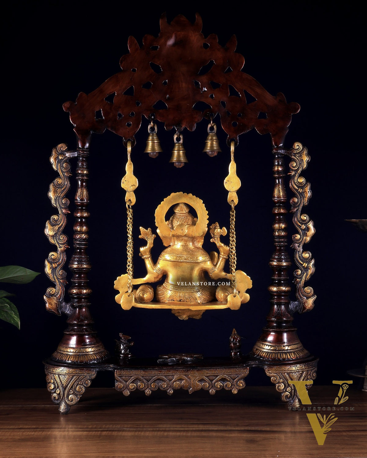 Brass Large Ganesha Swing - 26 inch dual tone