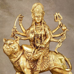 Brass large Goddess Durga sherawali mata murti 12 inch