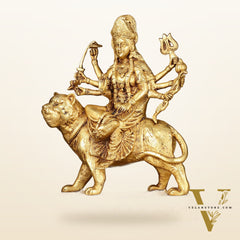 Brass large Goddess Durga sherawali mata murti 12 inch