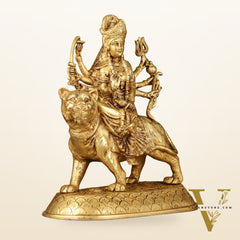 Brass large Goddess Durga sherawali mata murti 12 inch