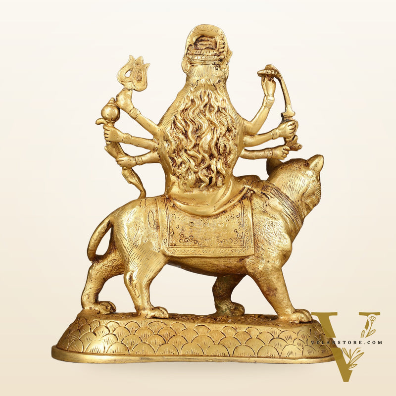 Brass large Goddess Durga sherawali mata murti 12 inch