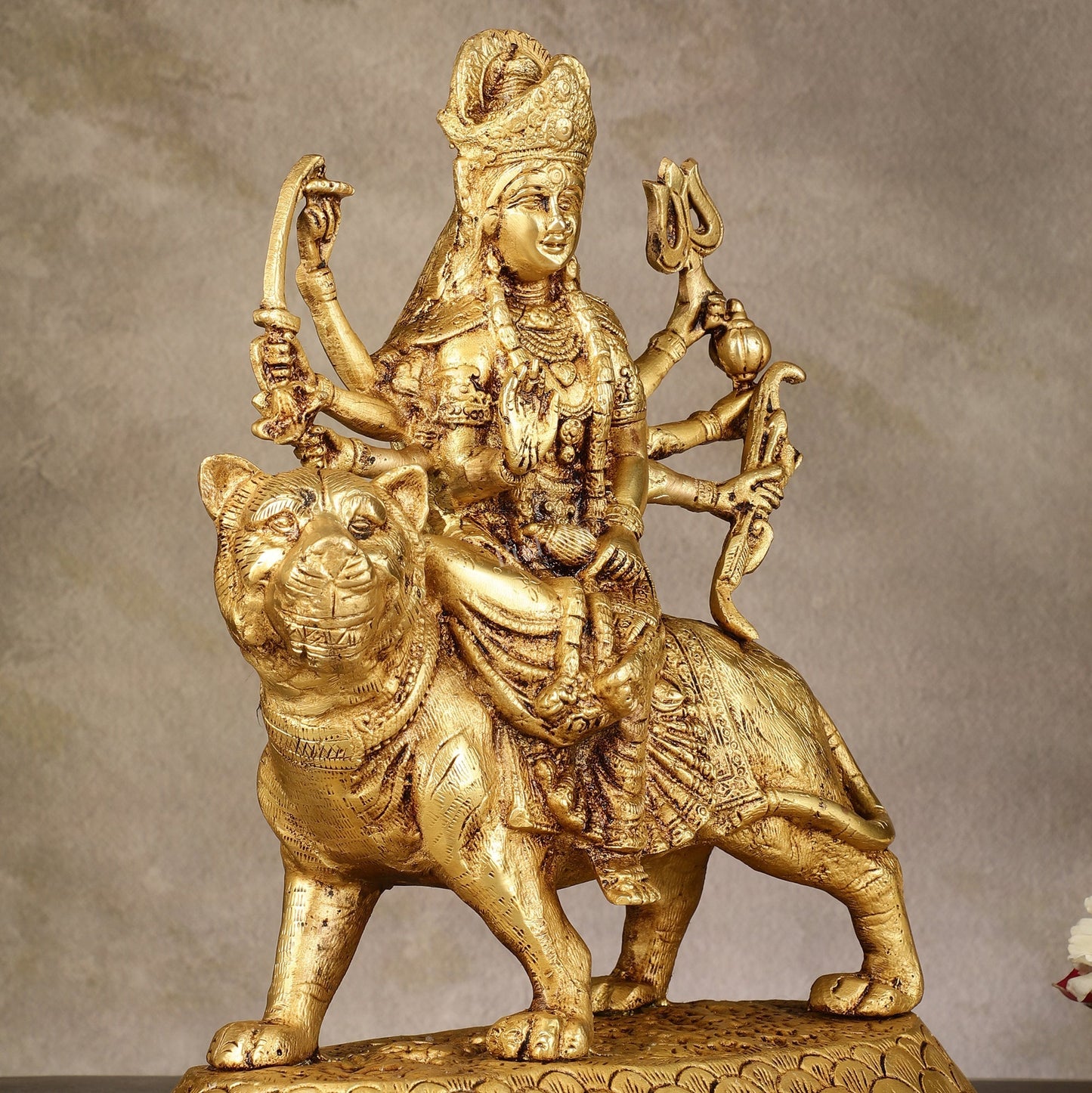 Brass large Goddess Durga sherawali mata murti 12 inch