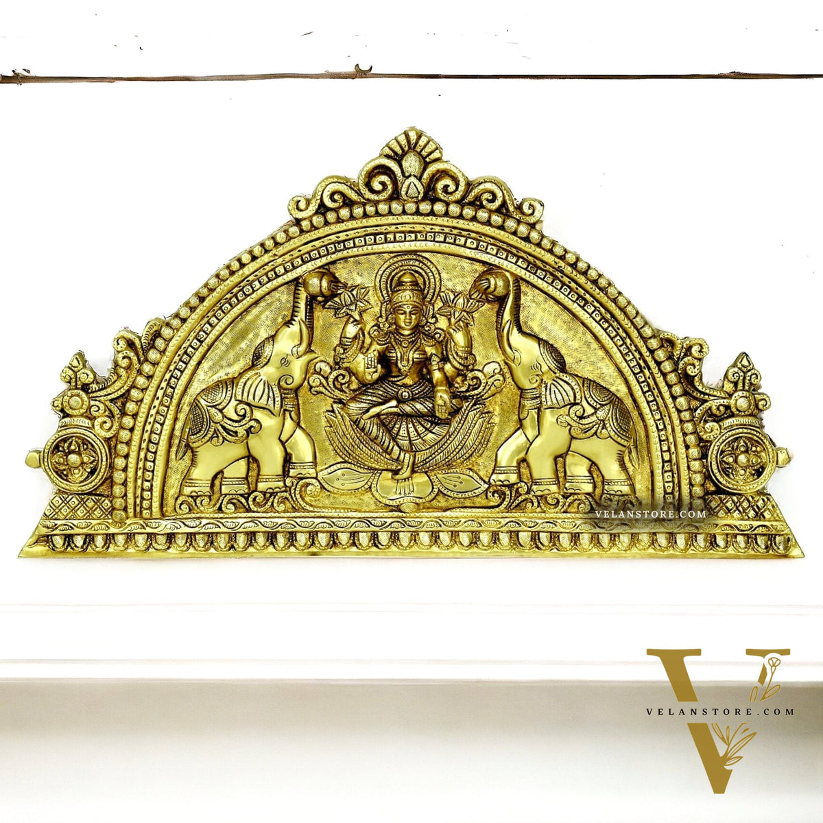 Brass Large Goddess Gajalakshmi Wall Hanging - 21 Inches Wide
