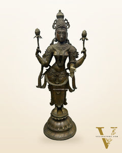 Brass Large Goddess Lakshmi sculpture Antique Tone 39"