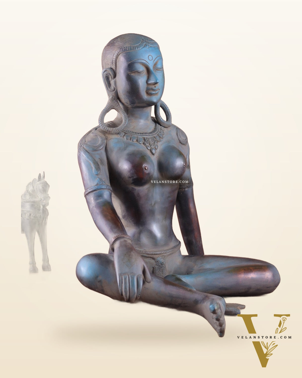 Brass Large Green Tara Idol – Tibetan Style, 19 Inch