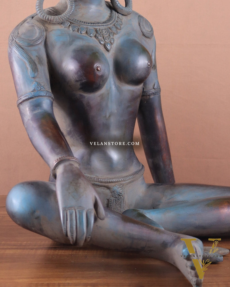 Brass Large Green Tara Idol – Tibetan Style, 19 Inch