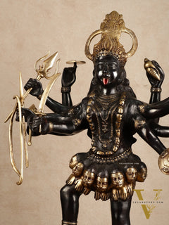 Brass Large Kali Mata Sculpture Black Edition | 33x18x9 Inch
