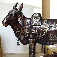 Brass Large Kamadhenu Cow with Calf – 53"