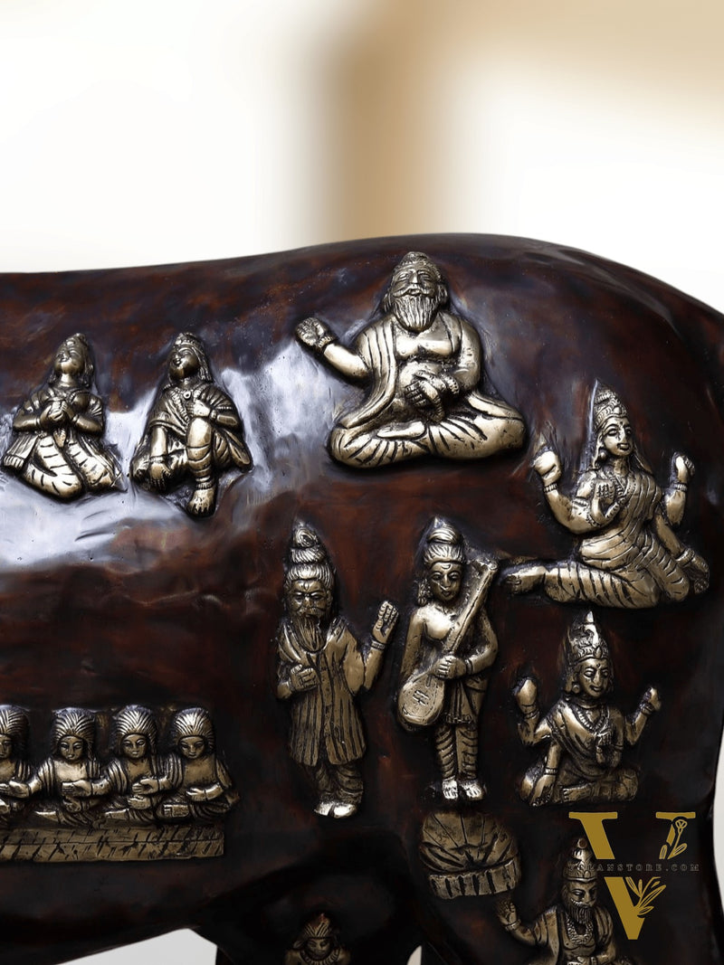 Brass Large Kamadhenu Cow with Calf – 53"