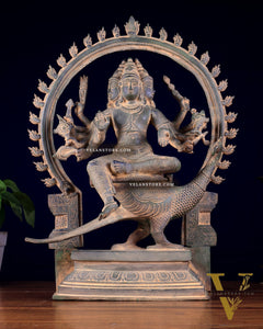 Brass Large Kartikeya shanamurugan with 6 heads statue 17"