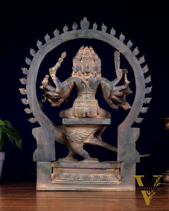Brass Large Kartikeya shanamurugan with 6 heads statue 17"