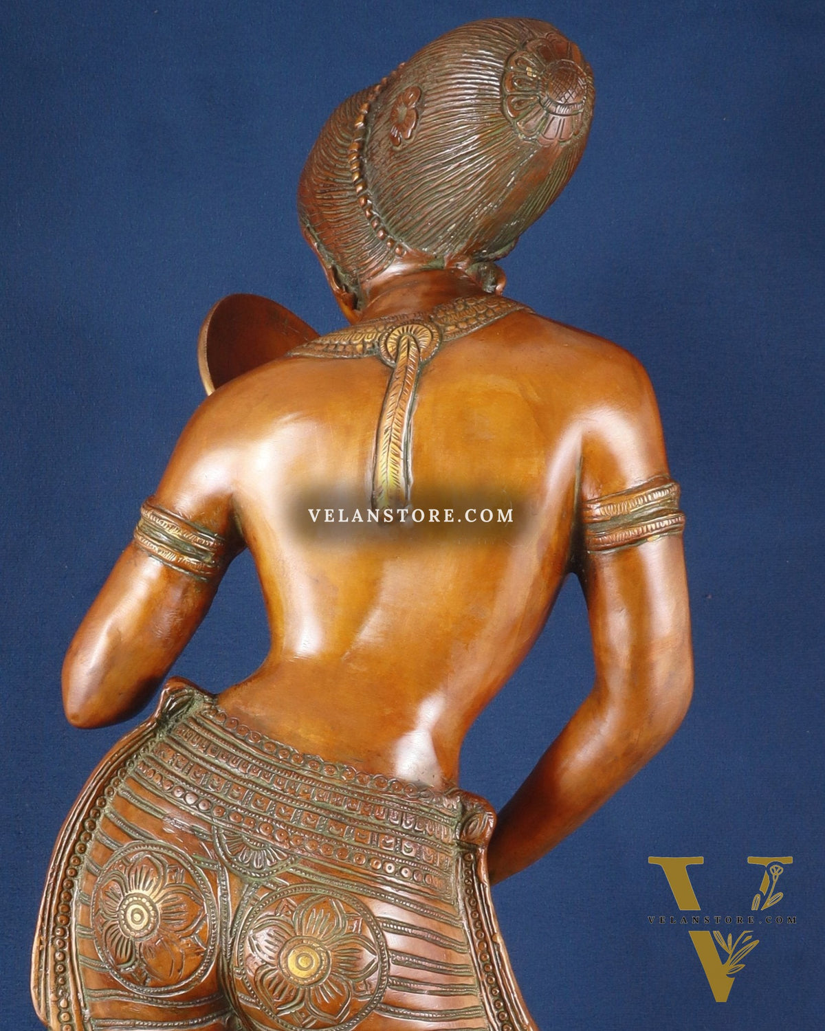 Brass Large Lady with Mirror Sculpture – Handcrafted Masterpiece, 36 Inch