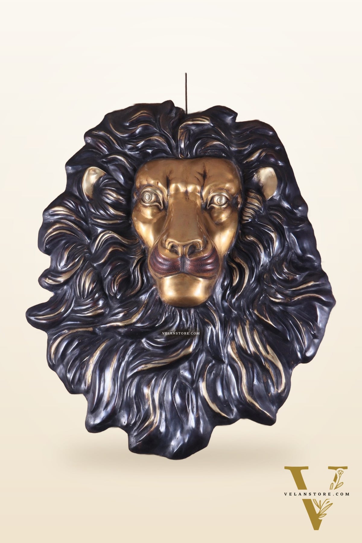 Brass Large Lion Face Wall Hanging Sculpture 40"
