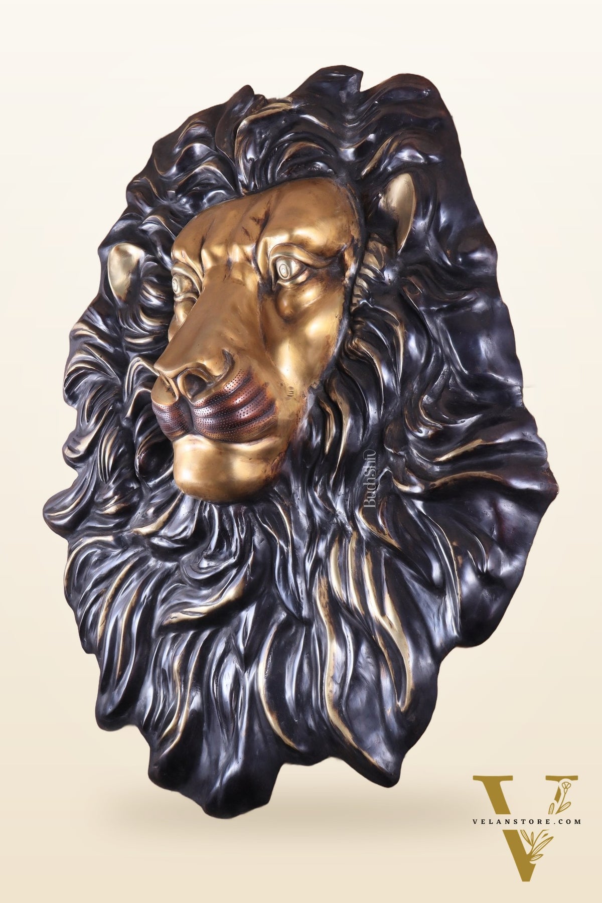 Brass Large Lion Face Wall Hanging Sculpture 40"